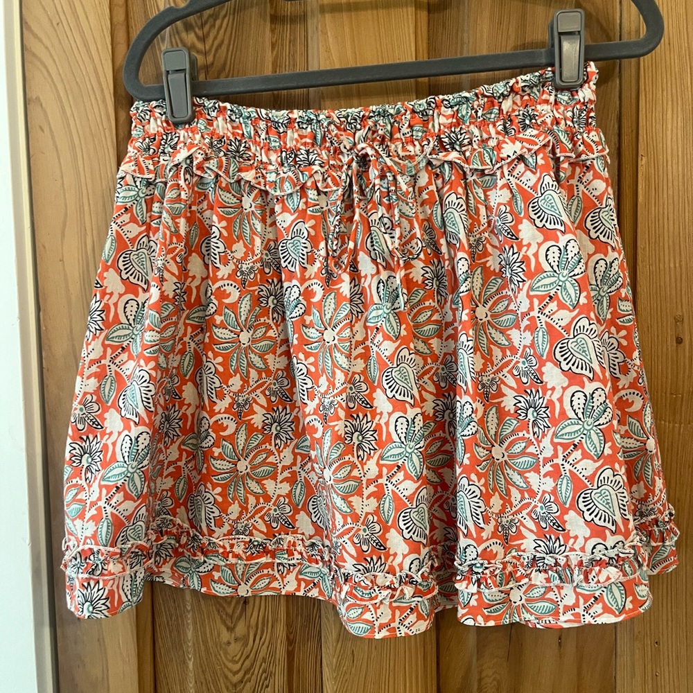 Floral Print Skirt in Orange and White